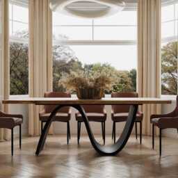 Hardwood Oak Modern Dining Table 061 - thumbnail 2