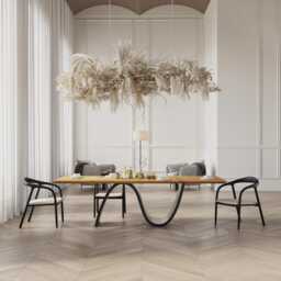 Hardwood Oak Modern Dining Table 061 - thumbnail 4