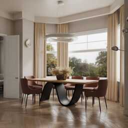 Hardwood Oak Modern Dining Table 061 - thumbnail 3