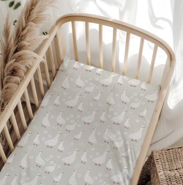 Goose & Daisies, Bedding, Duvet Covers, Fitted Sheets, Goose, Duck Theme With Hot Air Balloon, Kids Cute Floral Bedding - image 1