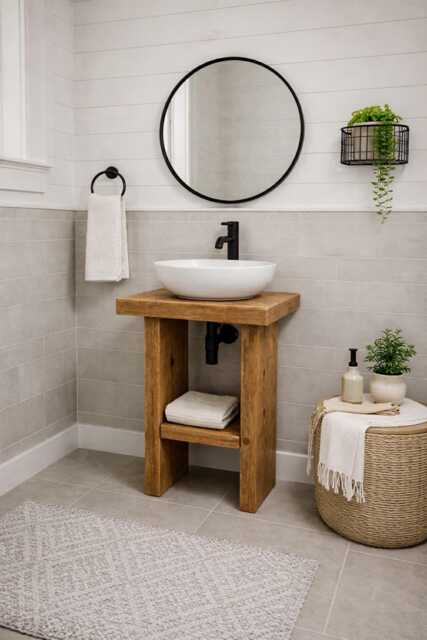 Chunky Rustic Beam Wash Stand - Handmade Bathroom Vanity - image 1