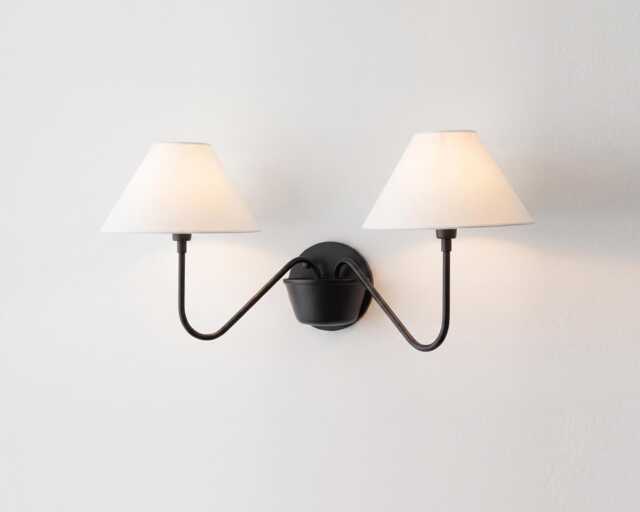 Wall Light Matte Black Double Shade Sconce, Scandinavian Modern Fixture, Elegant Interior Accent Lighting For Hallway & Bedroom - image 1