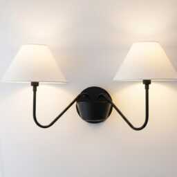 Wall Light Matte Black Double Shade Sconce, Scandinavian Modern Fixture, Elegant Interior Accent Lighting For Hallway & Bedroom - thumbnail 3