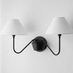 Wall Light Matte Black Double Shade Sconce, Scandinavian Modern Fixture, Elegant Interior Accent Lighting For Hallway & Bedroom - thumbnail 2