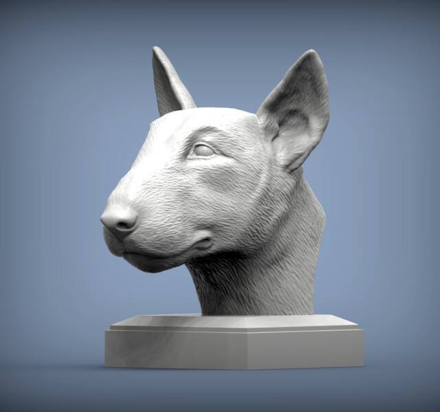 3D Printed Bull Terrier Bust Pet Memorial Dog Figurine - image 1