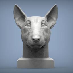 3D Printed Bull Terrier Bust Pet Memorial Dog Figurine - thumbnail 3