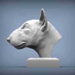 3D Printed Bull Terrier Bust Pet Memorial Dog Figurine - thumbnail 2