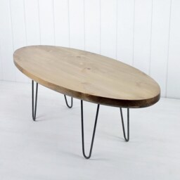 Retro Coffee Table, A Vintage Style With Metal Hairpin Legs-Surf Board - Oval - thumbnail 2