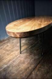 Retro Coffee Table, A Vintage Style With Metal Hairpin Legs-Surf Board - Oval