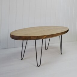 Retro Coffee Table, A Vintage Style With Metal Hairpin Legs-Surf Board - Oval - thumbnail 3