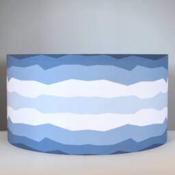 Blue Geometric Drum Lampshade 20cm To 40cm ?? By Vivid Shades, Ombre Stripe Pattern Custom Made Ceiling Light Shade UK Fabric - thumbnail 2