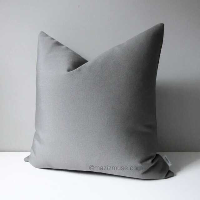 Charcoal Grey Sunbrella?? Outdoor Pillow Cover, Modern Gray Cushions For Pool Loungers & Patio Chairs, Games Room Seating, Mazizmuse - image 1
