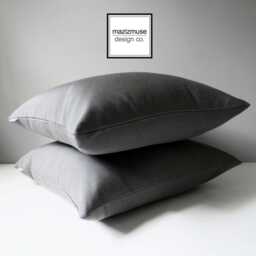Charcoal Grey Sunbrella?? Outdoor Pillow Cover, Modern Gray Cushions For Pool Loungers & Patio Chairs, Games Room Seating, Mazizmuse - thumbnail 3