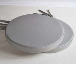 "2 Light Grey Faux Leather Round Dining Garden Chair Cushion Seat Pads 12"" To 20" - thumbnail 1