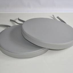 "2 Light Grey Faux Leather Round Dining Garden Chair Cushion Seat Pads 12"" To 20" - thumbnail 3