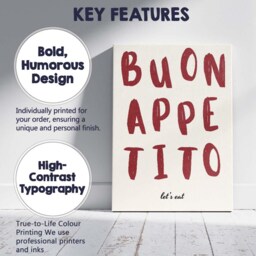 Bold Typography Buon Appetito Kitchen Quote Canvas Wall Art Print Decor Picture Ready To Hang - thumbnail 2