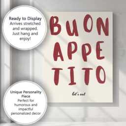 Bold Typography Buon Appetito Kitchen Quote Canvas Wall Art Print Decor Picture Ready To Hang - thumbnail 3