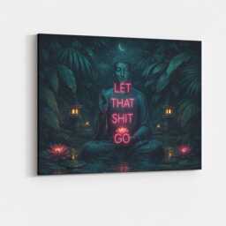 Let That Sht Go Buddha Canvas Wall Art Floral Funny Zen Quote Meditation Self Care Spiritual Decor Yoga Mindfulness Girl Hanging Gift Idea