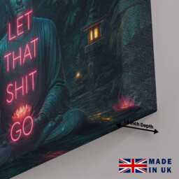 Let That Sht Go Buddha Canvas Wall Art Floral Funny Zen Quote Meditation Self Care Spiritual Decor Yoga Mindfulness Girl Hanging Gift Idea - thumbnail 2