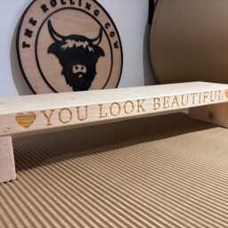 Personalised Dressing Table Mirror Holder, Engraved Wooden Vanity Organiser, Makeup Display - thumbnail 3