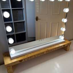 Personalised Dressing Table Mirror Holder, Engraved Wooden Vanity Organiser, Makeup Display - thumbnail 2