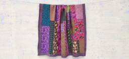 Handmade Kantha Quilt Recycled Sari Patchwork Blanket - thumbnail 1
