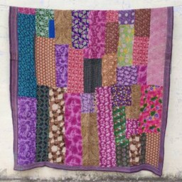 Handmade Kantha Quilt Recycled Sari Patchwork Blanket - thumbnail 2