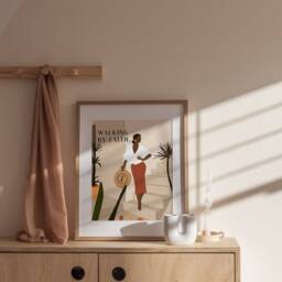 Walking By Faith Black Illustration Poster, Printed & Shipped, 2 Corinthians, Modern Scripture Bible Verse Prints, Christian Home Decor - thumbnail 3