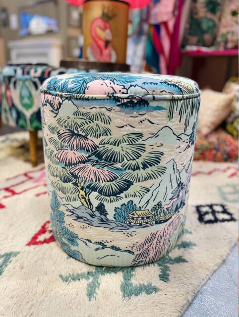 Dressing Table Pouffe in Yanagi Bright Pastel Velvet - image 1