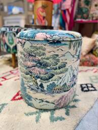 Dressing Table Pouffe in Yanagi Bright Pastel Velvet - thumbnail 1