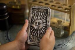 Sun Tarot Card Plaque, Etteilla Style, Cast Aluminum Or Resin
