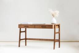 Computer Desk, Desk, Mid Century Modern Desk For Office, Minimalist Computer, Home Walnut Scandinavian Decor - thumbnail 1