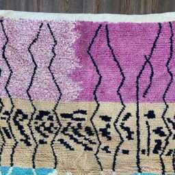 Abstract Landscape Moroccan Wool Rug, Colorful Boho Area Carpet, Hand-Knotted Berber Style - thumbnail 4