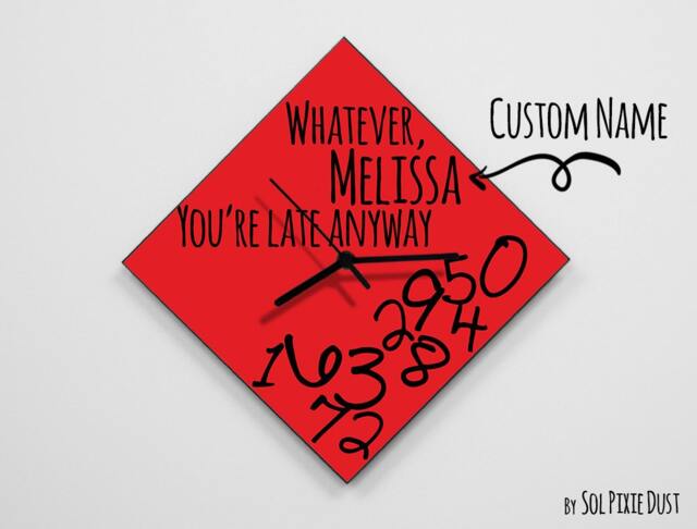 Custom Name Whatever, You're Late Anyway/Polygon Red - Wall Clock - image 1