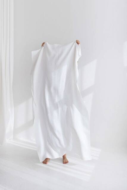 White Linen Beach Towel, Lightweight Travel Sheet, Organic Bath Sarong - image 1