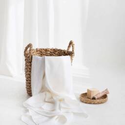 White Linen Beach Towel, Lightweight Travel Sheet, Organic Bath Sarong - thumbnail 2