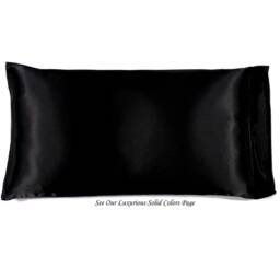 Black Charmeuse Satin Pillowcase, Standard Size, French Seams - thumbnail 2