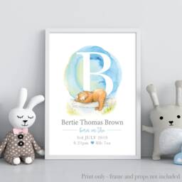 Gift For Baby Boy With Bear, Personalised Newborn Print Birth Stats - thumbnail 3