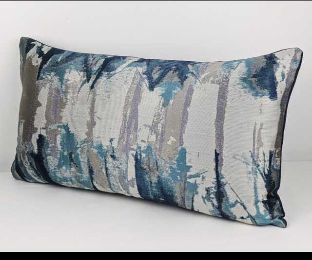 Harlequin Takara Rectangle Cushion Cover Teal Abstract Modern Ink Splash Handmade Throw Pillow Designer Home Decor - image 1