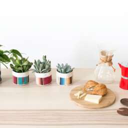 Small Natural Canvas Hanging Planter - Turquoise - thumbnail 3