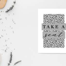 Take A Seat Grey - Wall Print Bathroom Home Gift Bespoke Poster A5 A4 A3 Framed - thumbnail 3