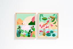 Pond Prints, Set Of 2, Swan Art Print, Original Lotus & Swan, Home Decor, Room Wall Art, Nursery Kids Room, Jungle - thumbnail 1