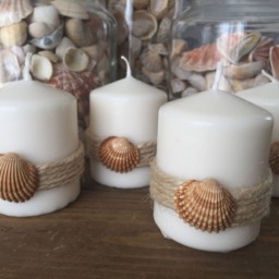 Candle Set Decorated With Shell, Coastal Decoration - thumbnail 3