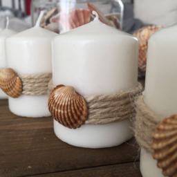 Candle Set Decorated With Shell, Coastal Decoration - thumbnail 4