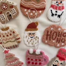 Handmade Punch Needle Christmas Ornament Cotton Holiday Decor - thumbnail 3
