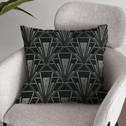 Art Deco Cushion, Pillow Cover, Black Pillow, Velvet Single Or Double Sided 17 Inch Square - thumbnail 2