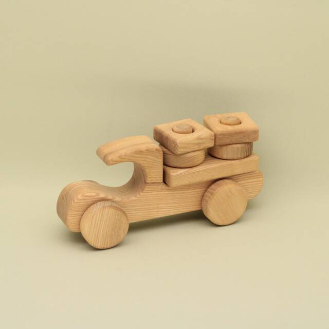 Wooden Car Constructor Montessori Stacking Toy, Ash Wood - image 1