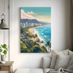 Honolulu Travel Print - Hawaii, Poster, Home Decor, Gift Or Canvas - thumbnail 3