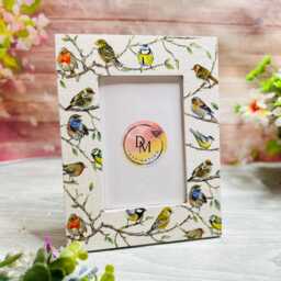 "Bird Photo Frame, Floral Frame, Wooden Frame, Flower Frame, Rustic Frame , Heart Frame, Home Decor.handmade Gift, - 4""x6" - thumbnail 2