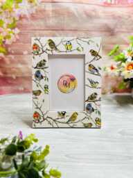 "Bird Photo Frame, Floral Frame, Wooden Frame, Flower Frame, Rustic Frame , Heart Frame, Home Decor.handmade Gift, - 4""x6" - thumbnail 1